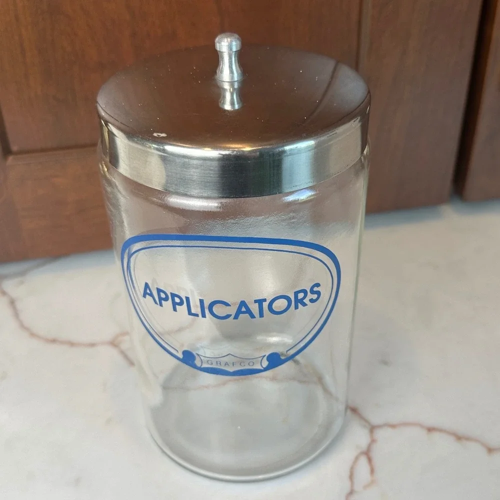 Vintage Grafco Applicators Jar Glass Container Medical Barber Salon Apothecary